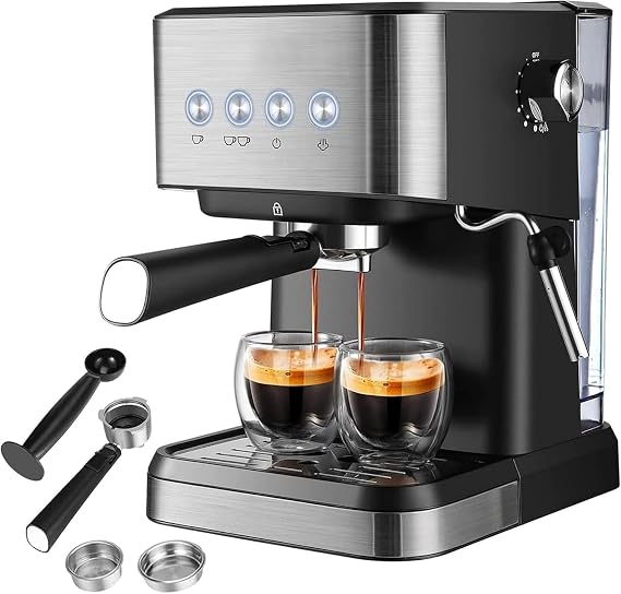 Fully Automatic Coffee Machine, Bar Espresso Machine All-in-One Semi-Automatic Coffee Machine, Easy to Clean, Milk Whisk, Steam Wand, Coffee Porta Filter, Porta Filter Basket, Cappuccino Small