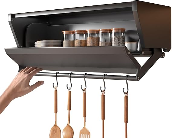 Under Cabinet Storage Shelves, Wall Mounted Hanging Cosmetic Seasoning Bottle Organizer Cabinet - For Kitchen, Bathroom, Bedroom, Living Room - Space-Saving
