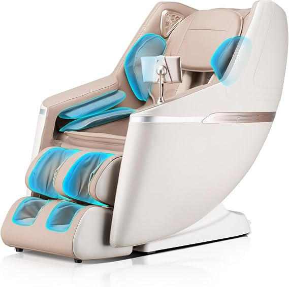 SL Zero Gravity Massage Full Body Chair with Voice Control Shiatsu Recline Beige