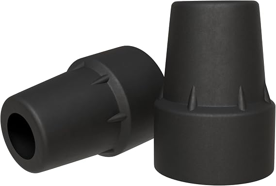 Gadgetime USA Cane Tips (Pack of 2) - 3/4" Heavy Duty Rubber Cane Tips Replacement - Durable and Non-Slip Walking Stick Tips for Canes, Crutches, and Walkers - Black