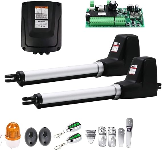 Electric Gate Opener Kit - Heavy Duty Dual Wing Automatic Swing Gate Motor with Complete Hardware for Driveway and Fence Installation