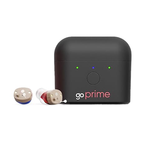 Go Hearing Go Prime OTC Hearing Aids for Seniors - In the Ear, Rechargeable, Noise Reduction, Discreet Fit, for Mild to Moderate Auditory Loss (Beige)