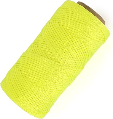 MERIANE Mason Line, 250 Ft #18 Braided Nylon String Twine, Premium String for Masonry Jobs, Construction, Gardening, Net Making and Mending, DIY Projects, Fluorescent Yellow