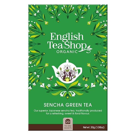 English Tea Shop Organic Sencha Green Tea - 20 Tea Bag Sachets, 30g