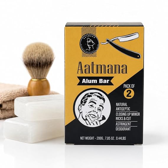 Shaving Alum Bar 100g x 2 | Premium Quality Potassium Alum Bars, 3.53oz Each | Stops Bleeding Due to Minor Nicks & Cuts After Shaving | Natural Body Deodrant