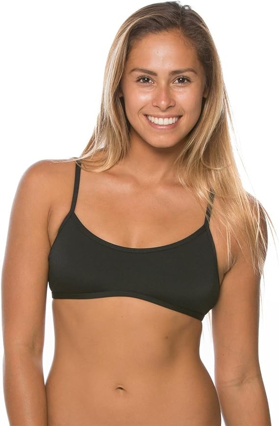 JOLYN Ryan Tie-Back Athletic Bikini Top for Competitive Swimming, Lifeguarding, Full Coverage Women's Swimsuit Top