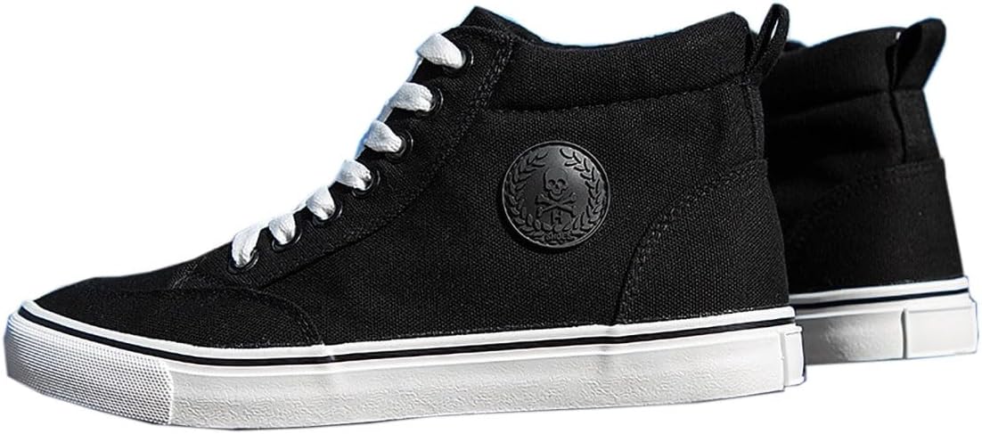 Canvas Sneakers, High Cut, Plain, Men's Retro Sneakers, Vulcanized Construction, 9.6 - 10.8 inches 24.5 - 27.5 cm