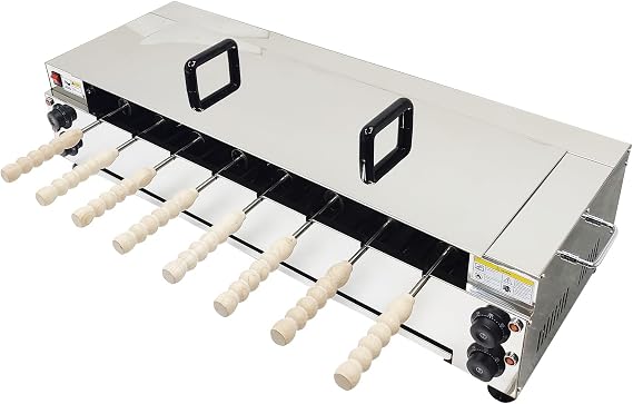 220V 6KW Electric Chimney Cake Oven, Stainless Steel Ice Cream Cone Grill Maker, 8pcs Roll Elements, for Commercial Use