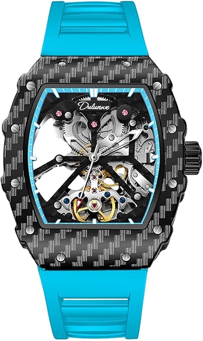 Men's Cool Unique Automatic Hollowed Skeleton Luminous Tonneau Watch