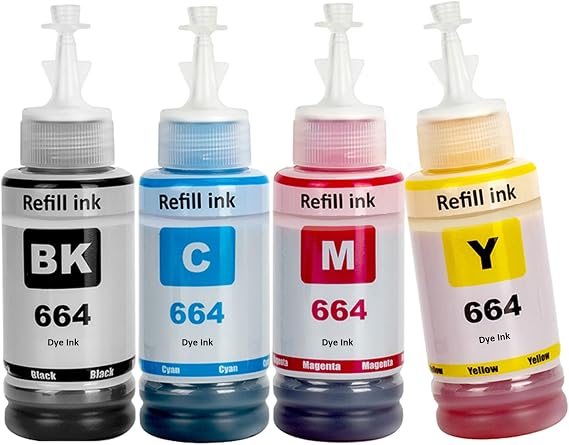 664 T664 Ink Compatible T664 Refill Ink Bottles Work with ET-2650 ET-2500 ET-2550 ET-2600 ET-4500 ET-14000 L100 L110 L120 L200 L210 L300 L350 L355 L550 L555 Printer(4-Pack)