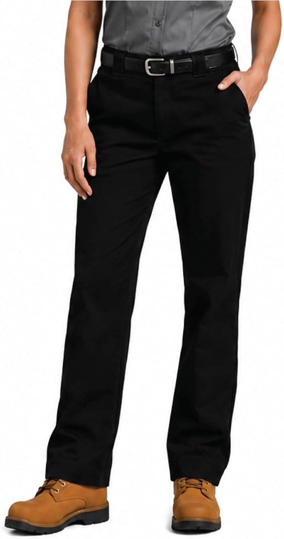 Women's Flex Original Fit Work Pants, Black, 6 RG | Straight from Waist to Thigh. Thick Twill Wrinkle Resistant and Easy-Care Stain Release- Uniform trouser for Office Retail