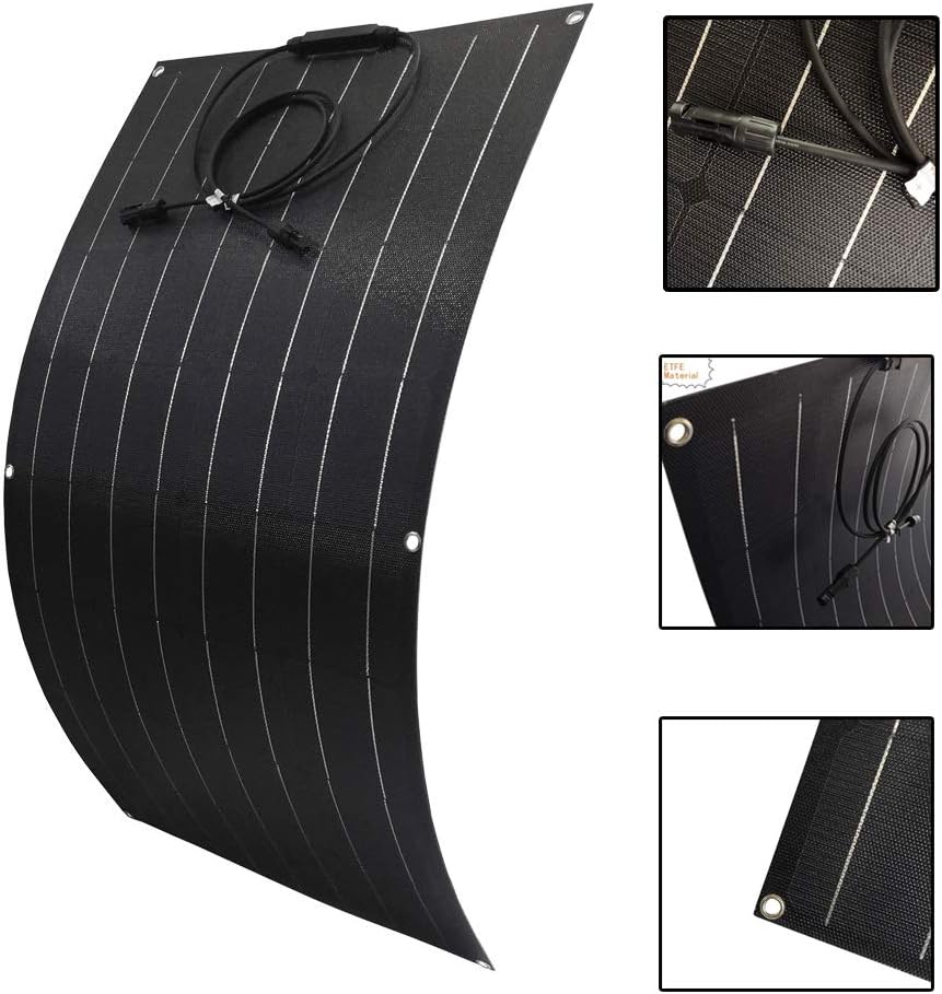 100W ETFE Flexible Solar Panel RV Kit with LCD Charge Controller 12V Monocrystalline Solar Panel for Boat Cabin Motorhome Camping Car Truck Trailer