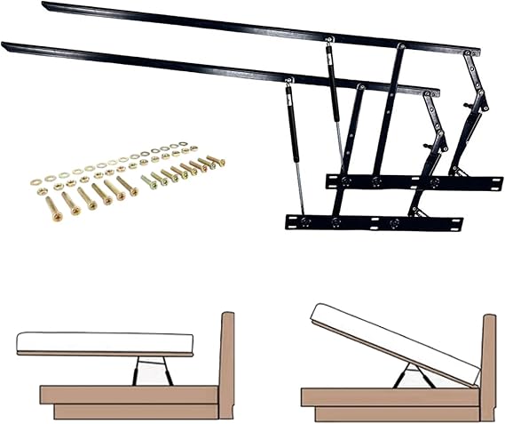 1 Pair Of Pneumatic Bed Lift Mechanism, Gas Spring Storage Kit for Box Bed, Heavy Duty Hydraulic Gas Spring Bed Storage Lift Kit, Noise Free, Easy Assembly(Applicable to 1.2m bed)