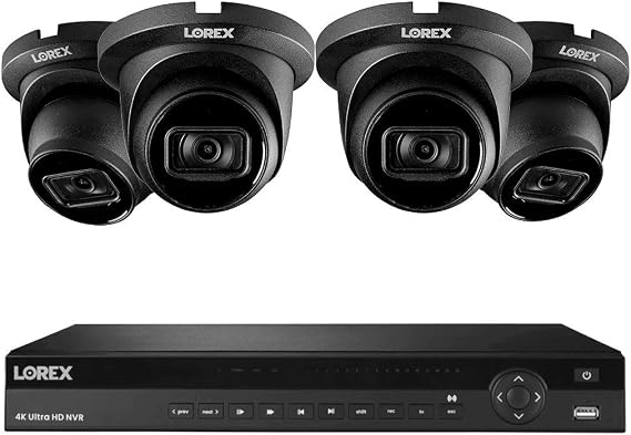 Lorex Technology Lorex NC4K3F-164BD 4K Surveillance System w/ N882A63B 3TB 4K 16 Channel NVR and 4 4K 8MP LNE9242B Audio Dome Cameras Featuring Real-Time 30FPS Recording and Smart Motion Detection