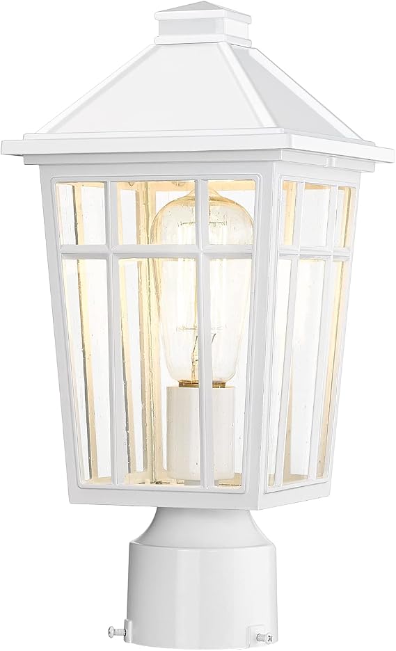Darkaway Outdoor Post Lights Lamp Post Light Fixture, Waterproof Aluminum Housing with Glass, Fence Post Deck Lighting for Garden, Patio, Pathway (1 Pack, White)