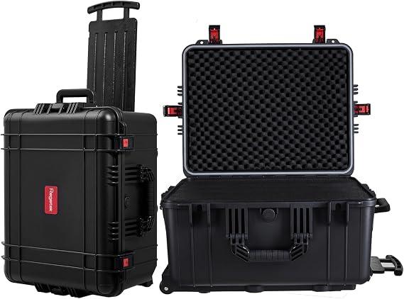 Regetek Waterproof Rolling Hard Case, 24.3 x 20 x 13.5 Inch, Equipment Roller with Wheels/Foam, for cameras Camcorder,Drone, Gear, electronic,tool, Shockproof, TSA Friendly, Inner 20.8"x 16.1"x 10.8"