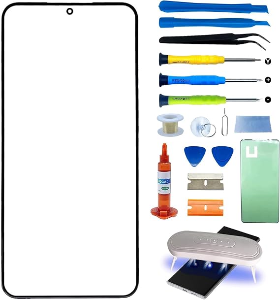 Screen Replacement for Samsung Galaxy S25 Ultra, 5G 6.8 inch Front Outer Lens Glass Screen Replacement Repair Kit - Incl Waterpoof Frame Adhesive and Tool Kit(No Digitizer,No LCD)