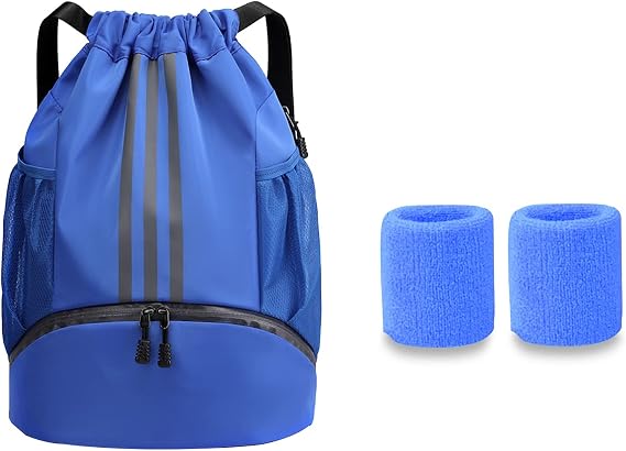 HNYG Soccer Bag,Boys Drawstring Basketball Backpack,Waterproof Volleyball Football Sport Bag,Gym Bag with 2 Wristband