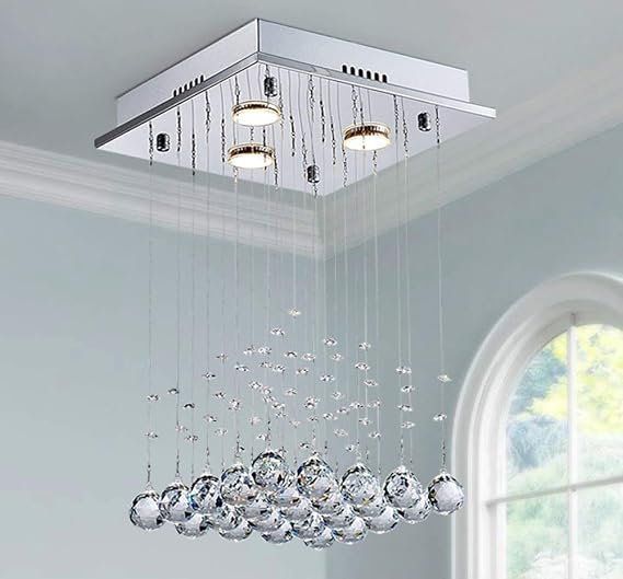 Saint Mossi Modern K9 Crystal Raindrop Chandelier Lighting Flush mount LED Ceiling Light Fixture Pendant Lamp for Dining Room Bathroom Bedroom Livingroom Width 30 cm x Height 45 cm