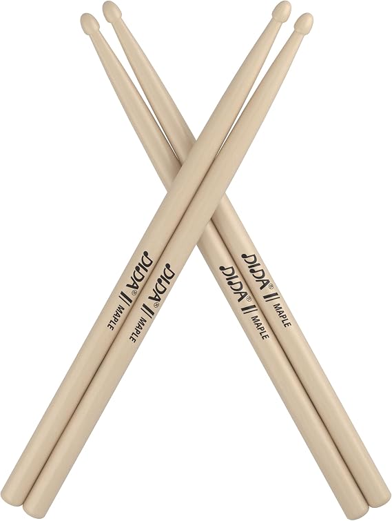 Drumsticks for Kids, 12 inch Maple Wood Drum sticks, Musical Instrument Percussion Accessories, Drumsticks for Student, Beginners (Maple, 2 Pairs)