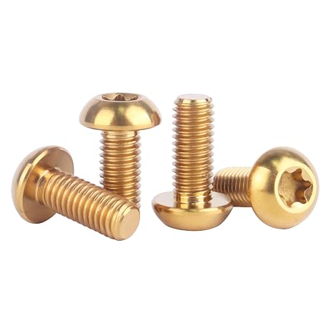 4PCS Titanium M5 x 12mm T25 Torx Head Bolt Screw (Gold)
