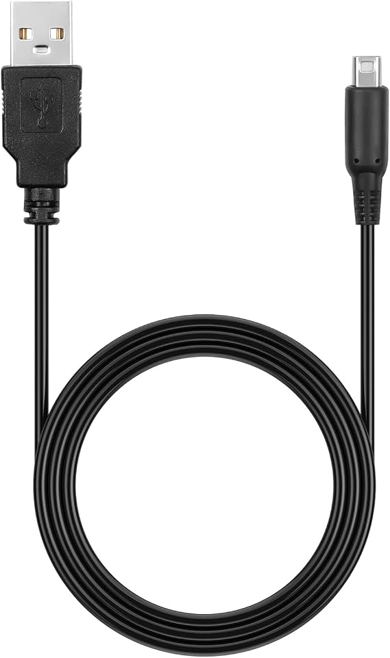 3DS Charger Cable, USB Charging Cable 3.7 ft 1.2 M Durable Compatible with New3, DS, New3, DSLL, 3, DSLLi 2, DS, DSiLL 2, DS and More Black