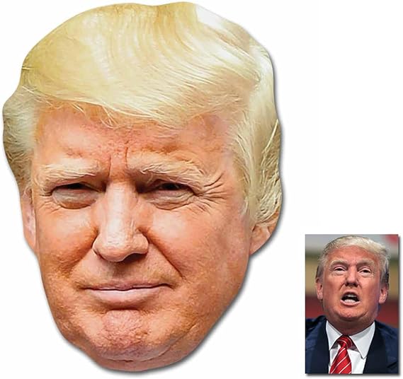 Donald Trump USA President Single 2D Card Party Mask - includes 6x4 inch (15cm x 10cm) Star Photo