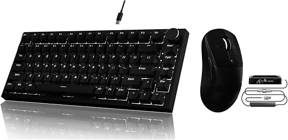 AJAZZ Attack Shark AK820 Mechanical Gaming Keyboard and V5 Wireless Gaming Mouse-Black