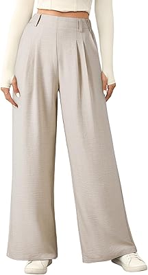 EVALESS Womens Wide Leg Pants High Waisted Business Work Casual Trousers 2026 Summer Comfy Palazzo Pants with Pockets