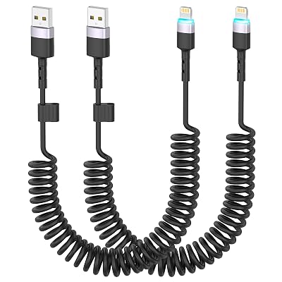 Opluz Coiled USB to Lightning Cable 3FT Compatible with iPhone 14131211X8 Short USB Carplay Cable for Car Phone Charging Cord Black