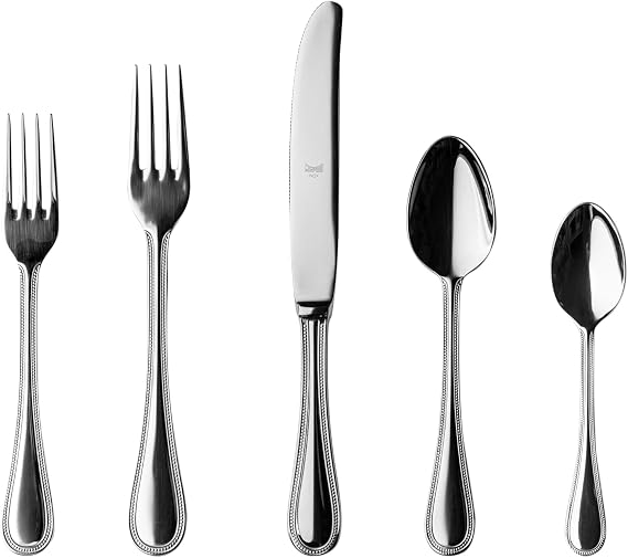 MEPRA 107622005 Perla 5-Piece Durable 18/10 Stainless Steel American Style Flatware Cutlery Set for Fine Dining, Dishwasher Safe, Service for 1