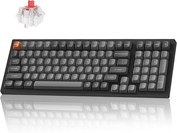 Keychron K4 Max Wireless Custom Mechanical Keyboard with Number Pad, QMK Programmable 100 Keys RGB Backlight, Bluetooth/2.4 GHz/Wired PBT Keycaps Compatible with Mac Windows Linux