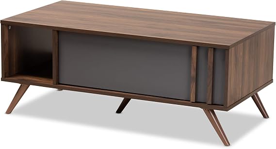 Baxton Studio Coffee Tables, Grey/Walnut