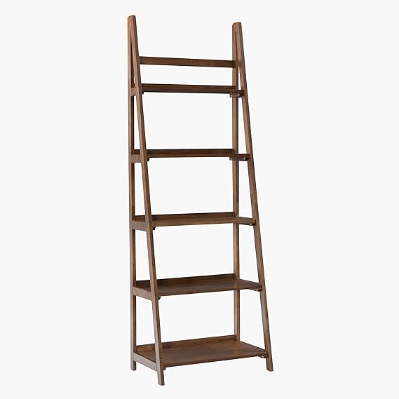 Linon Melissa Walnut Mid-Century 5 Shelf Bookcase