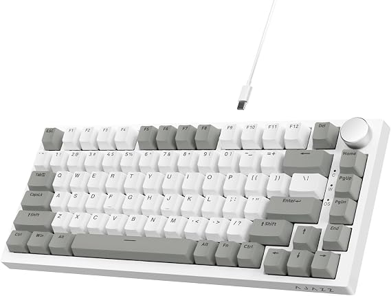 AJAZZ AK820 75% Mechanical Gaming Keyboard, Hot-Swap AS Switch, Grey White