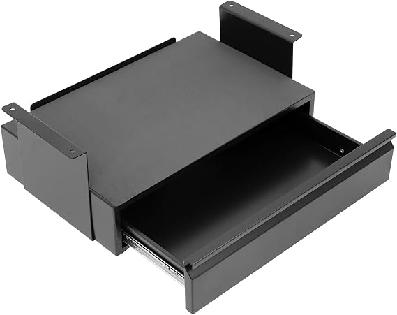 Mount-It! Hidden Under Desk Pull-Out Drawer with Shelf, Heavy-Duty Steel Under Table Storage Organizer, Smooth Slide Track, Fits Desks Over 0.71 Thick, 11 lb Capacity