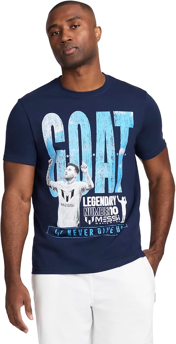 Messi Men's Goat Tee, Lifestyle Short Sleeve T-Shirt, Standard Fit with Graphic