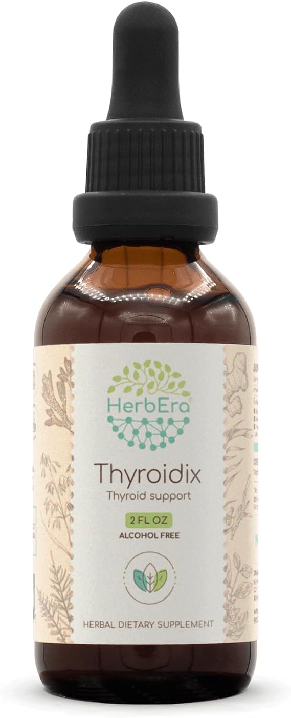 HerbEra Thyroidix B60 Alcohol-Free Extract Tincture: Horsetail Herb, Kelp Plant, Bladderwrack Plant, Ashwagandha Root, Ginger Root. Thyroid Support 2 Fl Oz