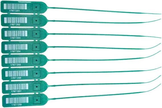 Green Pull-Tight Barcode Security Seals 8'', 1,000 Seals