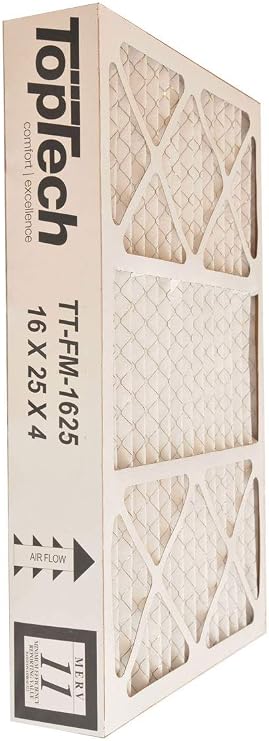 Dakota Supplies TT-FM-1625 Ready to Use TechPure TTFM1625 Air Filter 16x25x4 Top Tech OEM Cartridge 16 by 25 by 4 in Furnace MERV 11 for Carrier TT-MAC-1625 with Installation Sticker