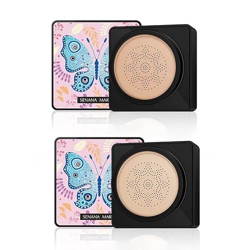 SENANA MARINA Air Cushion CC Cream Mushroom Head, Concealer Moisturizing BB Cream Foundation, Waterproof Matte Long Lasting Bright Face Makeup Base Long Lasting Cushion CC 1# Natural