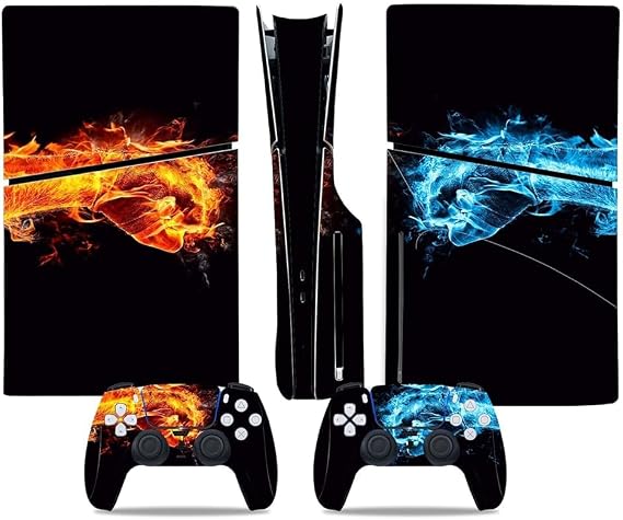 Full Body Vinyl Decal Cover for PS5 Slim Disc Edition Console & Controllers - Battle of Ice and Fire
