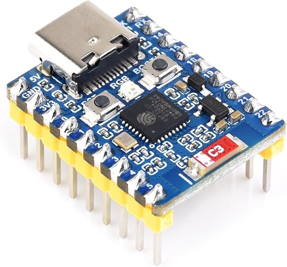 Waveshare ESP32-C6 Mini Development Board(with Pre-soldered Header), Based On ESP32-C6FH8, Dual Processors, 160MHz Running Frequency, 2.4GHz WiFi 6 & BT5, ESP32 Development Board