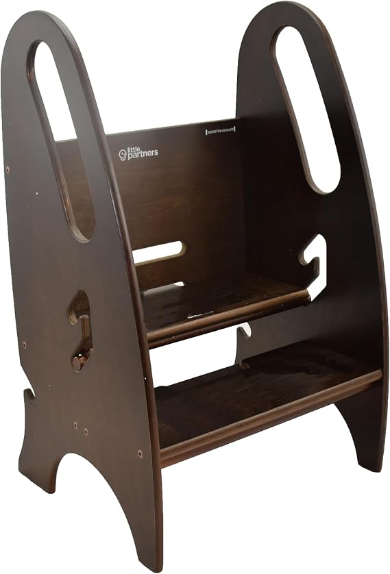 3-in-1 Growing Step Stool Toddler Tower Helper Step Stool, Wooden Standing Stool for Bathroom or Kitchen, Anti-Slip Feet, Built-in Safety Hand Rails Up to 100 lbs. (Espresso)