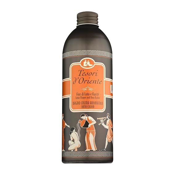 Tesori d'Oriente: "Fior Di Loto e Karite" ("Lotus Flower and Shea Butter") Bath Cream - 16.9 Fluid Ounces (500ml) Bottle [ Italian Import ]