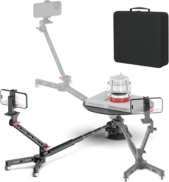 360 Camera Spinner, Photography Turntable Photo Booth with 43.3in Extension Poles Multiple Interfaces 360 Rotating Shots Dolly Wheel Spinning Camera Slider for Unboxing/Footage/Food Shoot/Jewelry