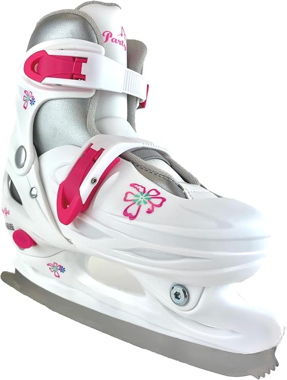 American Athletic Party Girl Ice Skates for Girls - Adjustable Kids Figure Skates with Hard Shell Support, Padded Lining, Stainless Steel Blades - Suitable for Indoor & Outdoor Ice Skating