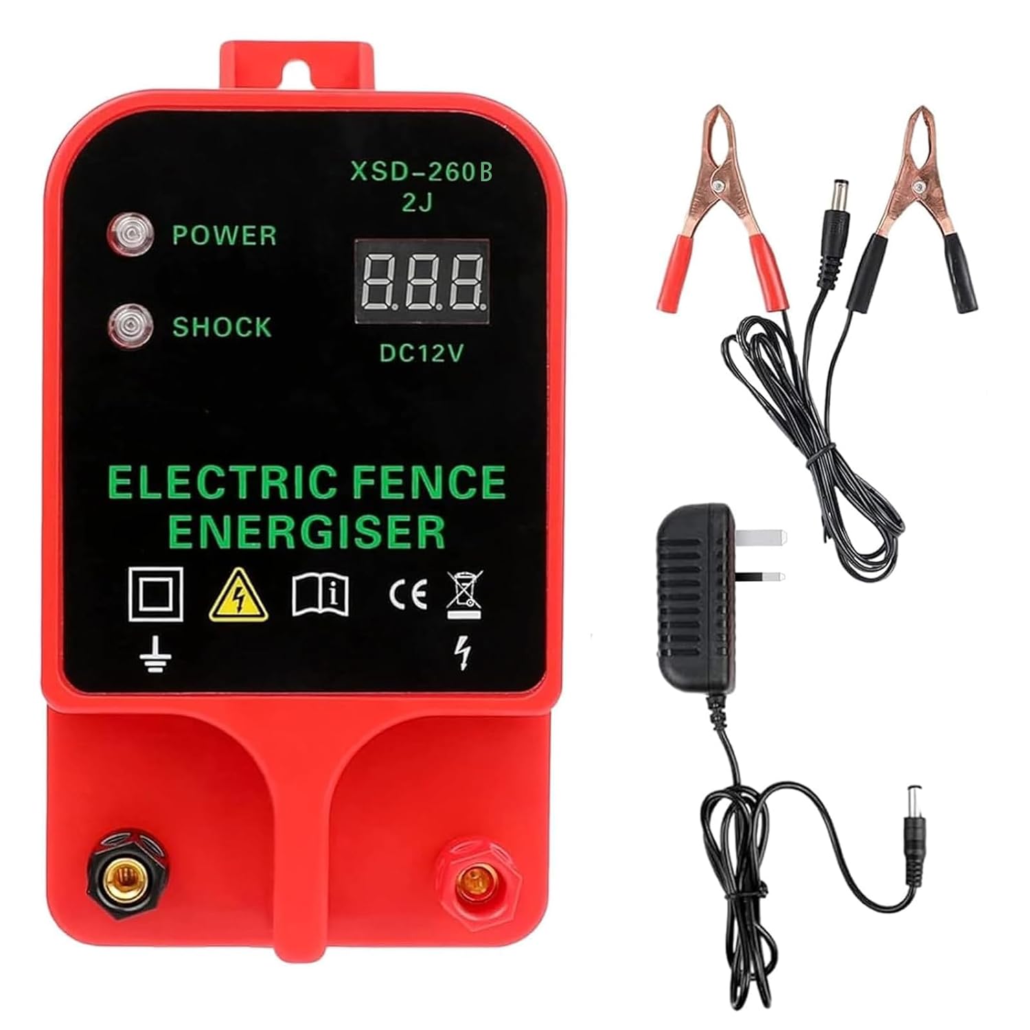 Electric Fence Energiser, 3.5 Joules 6.2 Miles,Input 12V Output 8 KV or 12KV,Electric Fence Charger High Voltage Pulse Controller for Livestock,Large Animals,Horse (without Alarm)