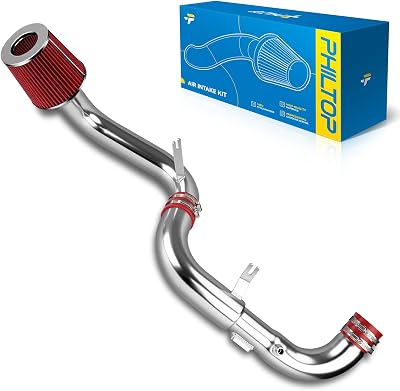 PHILTOP Cold Air Intake Kit Compatible with 2006-2011 Civic with 1.8L DXDX-GLXEX, Filters System Kits Aluminum Red Aluminum 3 inch High Flow