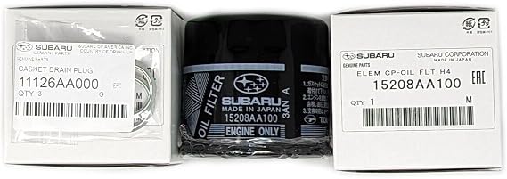 Subaru Engine Oil Filter & Crush Gasket KIT 15208AA100 & 11126AA000 Genuine Legacy Outback Impreza Wrx STi Forester Baja (3 Pack)
